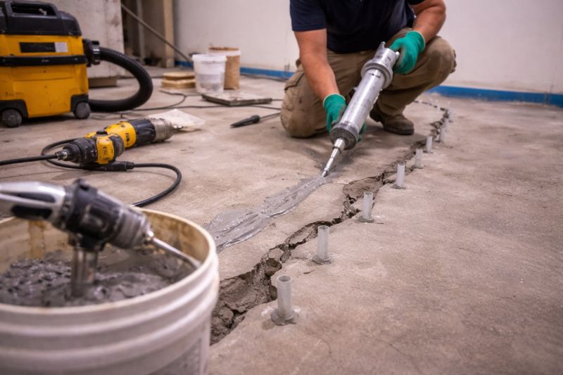 Cracked Basement Floor Repair in Washtenaw County, MI