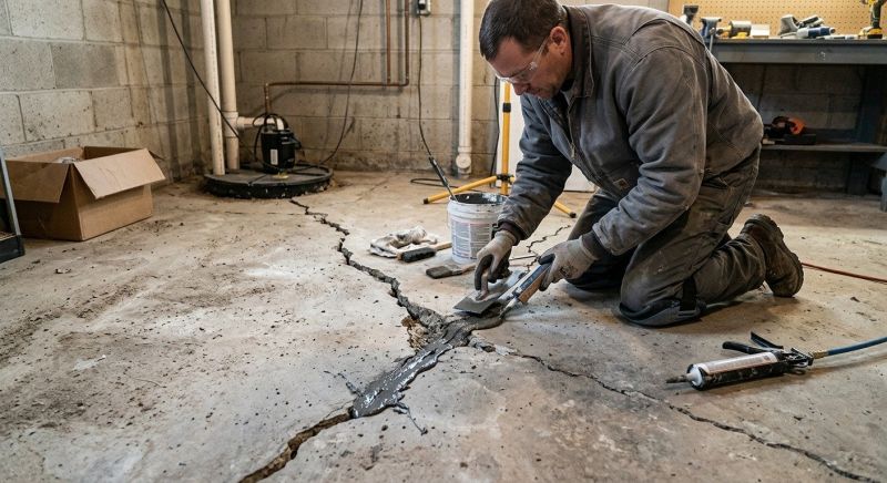 Cracked Basement Floor Repair in Washtenaw County, MI