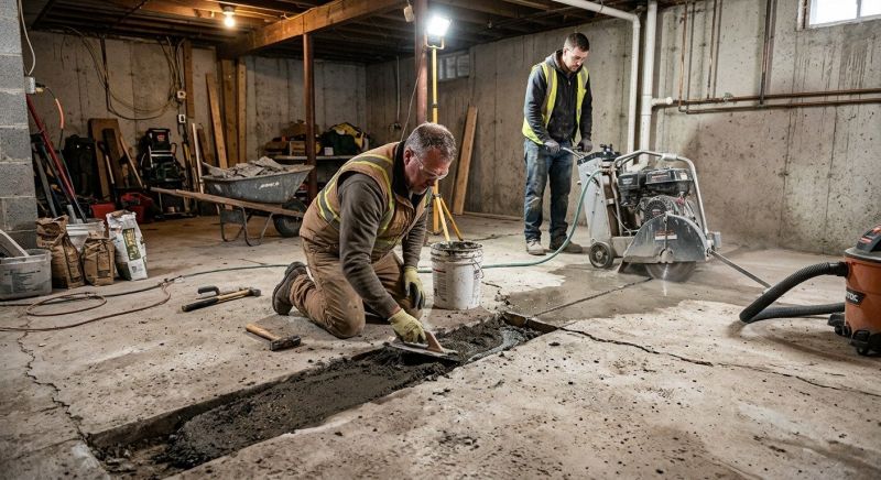 Cracked Basement Floor Repair in Washtenaw County, MI
